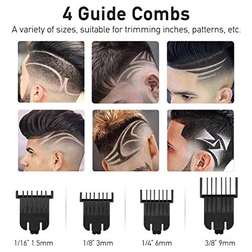 UBEGOOD Profesional Cortapelos, Cortapelos para hombres USB Carga Rápida Barbero Electrico Máquina de Cortar Pelo Recortadora Barba Kits con 4 Peines Guía Cortador de Pelo en T-Blade para Hombres