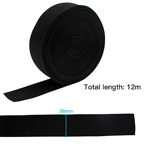 UBERMing Correa de cincha Nylon 38mm x 12 m Correa de Polipropileno Correa Pesada Cinta de Nylon para Mochila de Bricolaje Mochilas Flejes de Carga Accesorios de Ropa