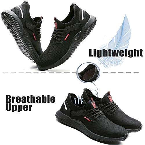 UCAYALI Zapatos de Seguridad Hombre Trabajo Comodos Ligeros Transpirables Zapatillas Trabajo Seguridad Deportivo Punta de Acero para Electricista Soldador Construccion Verano(015 Negro, 41 EU)