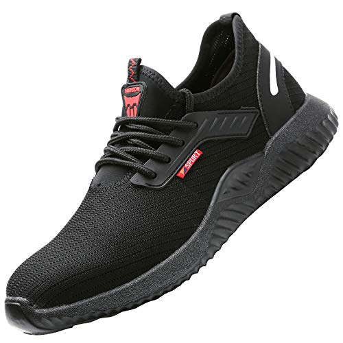 UCAYALI Zapatos de Seguridad Hombre Trabajo Comodos Ligeros Transpirables Zapatillas Trabajo Seguridad Deportivo Punta de Acero para Electricista Soldador Construccion Verano(015 Negro, 41 EU)