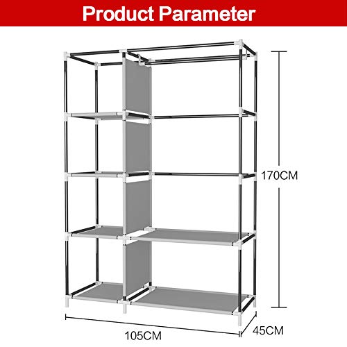 UDEAR Armario Closet Organizador Plegable para Ropa Ropero Resistente al Polvo Guardarropa Negro 105 x 45 x 170 CM UDEAR Armario Closet Organizador Plegable para Ropa Ropero Resistente al Polvo Guardarropa Negro 105 x 45 x 170 CM