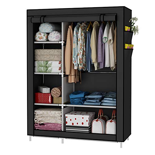 UDEAR Armario Closet Organizador Plegable para Ropa Ropero Resistente al Polvo Guardarropa Negro 105 x 45 x 170 CM UDEAR Armario Closet Organizador Plegable para Ropa Ropero Resistente al Polvo Guardarropa Negro 105 x 45 x 170 CM