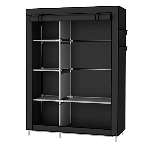 UDEAR Armario Closet Organizador Plegable para Ropa Ropero Resistente al Polvo Guardarropa Negro 105 x 45 x 170 CM UDEAR Armario Closet Organizador Plegable para Ropa Ropero Resistente al Polvo Guardarropa Negro 105 x 45 x 170 CM