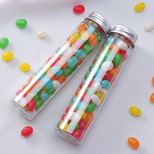 UEETEK Tubos de prueba claros plásticos planos de 15pcs 110ml con los tapones de rosca Bolsos cosméticos de la loción del viaje del caramelo