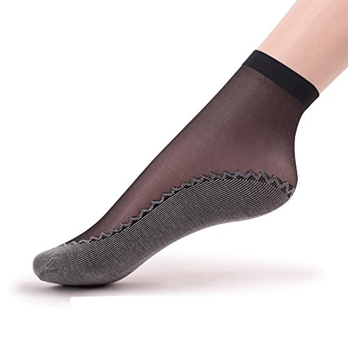 Ueither 12 pares de mujeres sedoso antideslizante de algodón único escarpado tobillo alta medias calcetería calcetines Dedo del pie reforzado (6 Pares Negro 6 Pares Beige) Ueither 12 pares de mujeres sedoso antideslizante de algodón único escarpado tobillo alta medias calcetería calcetines Dedo del pie reforzado (6 Pares Negro 6 Pares Beige)