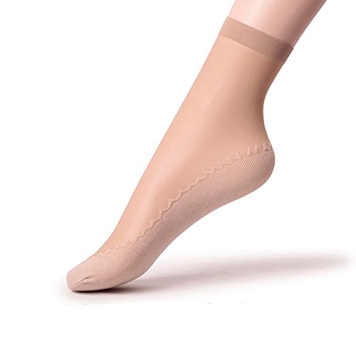 Ueither 12 pares de mujeres sedoso antideslizante de algodón único escarpado tobillo alta medias calcetería calcetines Dedo del pie reforzado (6 Pares Negro 6 Pares Beige) Ueither 12 pares de mujeres sedoso antideslizante de algodón único escarpado tobillo alta medias calcetería calcetines Dedo del pie reforzado (6 Pares Negro 6 Pares Beige)
