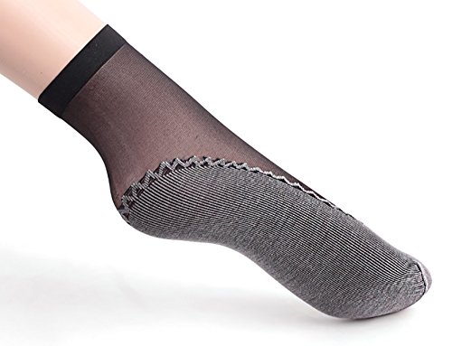 Ueither 6 Pares de Calcetines Altos con Punta Reforzada Algodón Sedoso Antideslizante Para Mujer (4 Pares Beige 2 Pares Negro) Ueither 6 Pares de Calcetines Altos con Punta Reforzada Algodón Sedoso Antideslizante Para Mujer (4 Pares Beige 2 Pares Negro)
