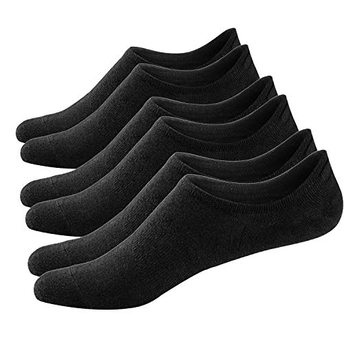 Ueither Calcetines Invisibles Mujer De Algodón Calcetines Cortos Elástco Con Silicona Antideslizante (36-43, Negro (3 Pares))