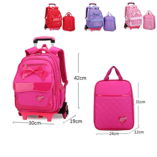 UEK Mochila Niña Mochilas Escolares Mochila con Ruedas para Escolares Viajar (6 Ruedas)