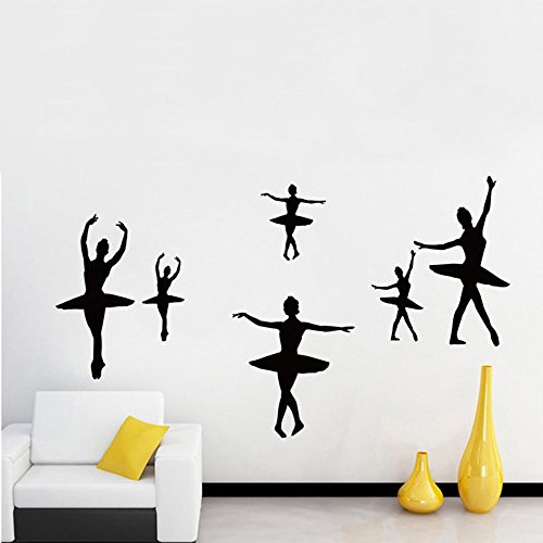 ufengke Bailarín de Ballet Silueta Pegatinas de Pared DIY removible Vinilos Mural Temático de Baile para Habitación Niñas