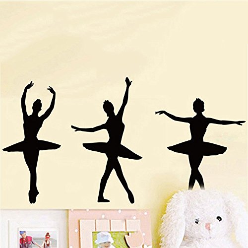 ufengke Bailarín de Ballet Silueta Pegatinas de Pared DIY removible Vinilos Mural Temático de Baile para Habitación Niñas