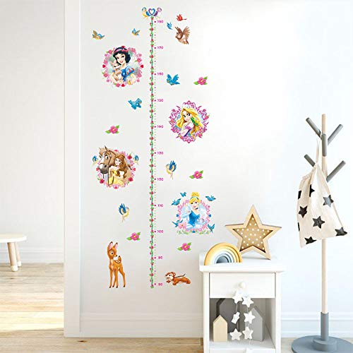 ufengke Pegatinas De Pared Gráficos de Crecimiento Princesa Vinilos Adhesivos Pared Ciervo Flores para Dormitorio Habitación Infantiles Bebés Niñas