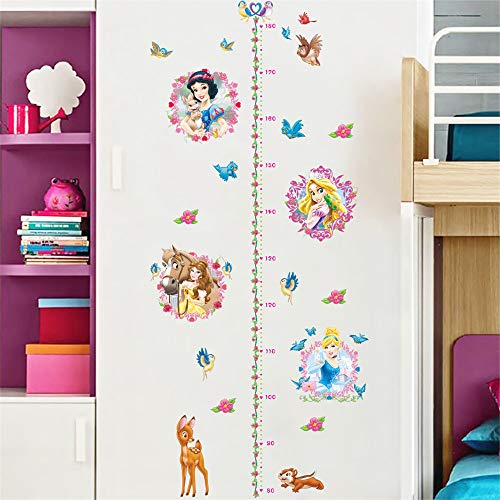 ufengke Pegatinas De Pared Gráficos de Crecimiento Princesa Vinilos Adhesivos Pared Ciervo Flores para Dormitorio Habitación Infantiles Bebés Niñas