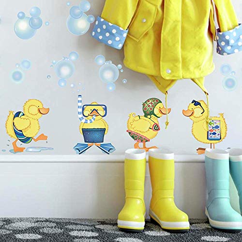 ufengke Pegatinas de Pared Patos Amarillos Vinilos Adhesivos Pared Baño Decorativos para Habitación Infantiles Niños Bebé