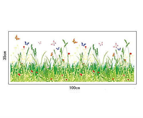 ufengke Pegatinas de Pared Prado de Hierba Verde con Flores Rojas y Mariposas Calcomanías de Pared de Vinilo de DIY Extraíble Mural Decorativo Multicolor para Sala de Estar, Dormitorio, Zócalo ufengke Pegatinas de Pared Prado de Hierba Verde con Flores Rojas y Mariposas Calcomanías de Pared de Vinilo de DIY Extraíble Mural Decorativo Multicolor para Sala de Estar, Dormitorio, Zócalo