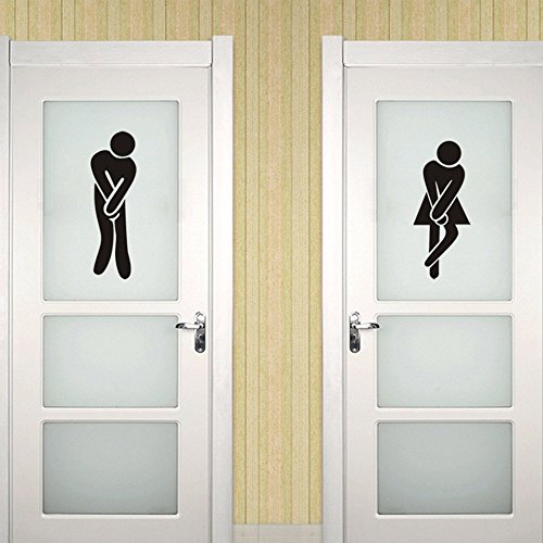 ufengke Unisexo Toilet Firmar Puertas Pegatinas de Pared Adhesivos de Pared de Vinilo Negro DIY Decorativo Extraíble Male & Female Logo Entrance Common Use Comfort Room para Hombres y Mujeres