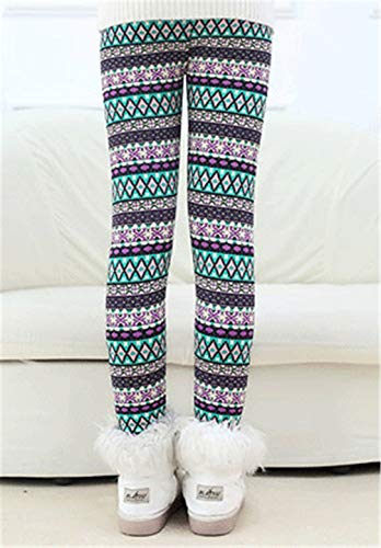 Ugitopi Leggings Forrados de Lana Invierno Niña Pantalones Grueso 2-11 Años 100 rhombus