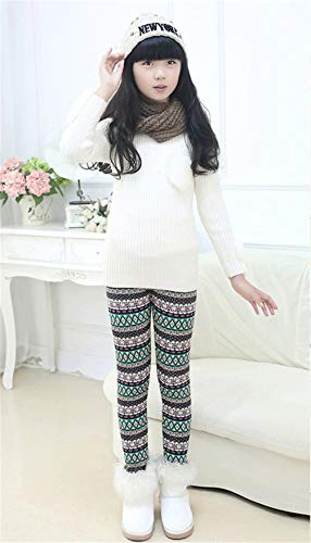 Ugitopi Leggings Forrados de Lana Invierno Niña Pantalones Grueso 2-11 Años 100 rhombus