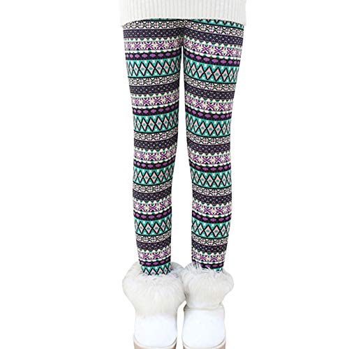 Ugitopi Leggings Forrados de Lana Invierno Niña Pantalones Grueso 2-11 Años 100 rhombus