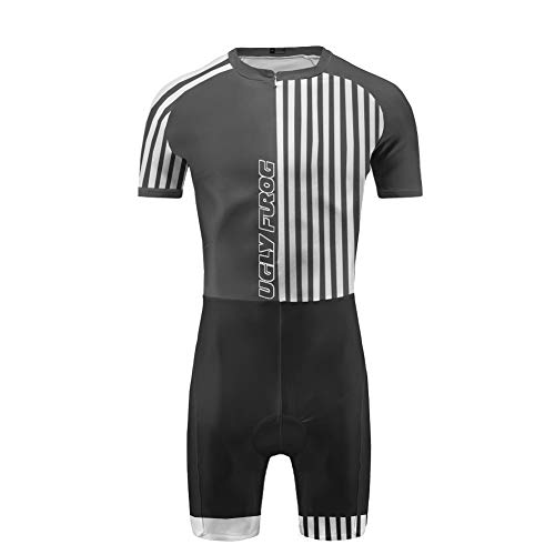 Uglyfrog Nuevo Traje de una Skinsuit Competición - Manga Corta Maillots+Short Legs Cool MAX para Hombre Triatlón Modelo