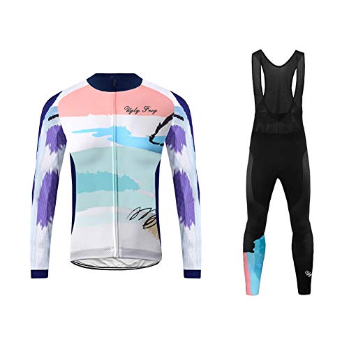 Uglyfrog Ropa Ciclismo Hombre De Invierno con 20D Acolchado De Gel, Conjunto Culotte Traje Largo Ciclismo Calentita Cortavientos, Maillot Ciclismo + Pantalon/Parte Superior Separada