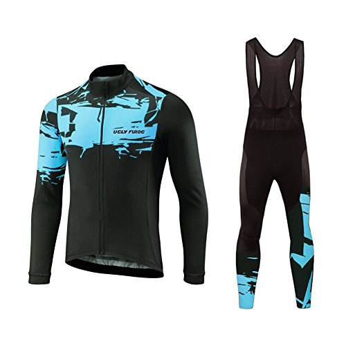 Uglyfrog Ropa Ciclismo Invierno Maillot Ciclismo Set Hombre Jersey + Pantalones Mangas Largas de Ciclismo Ropa Maillot Transpirable para Deportes al Aire Libre Ciclo Bicicleta