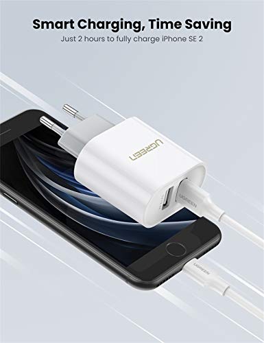 UGREEN 2 Cargador USB de pared 17W 5V 3.4A Cargador USB Enchufe para iPhone XS Max XR X 8 7 6 iPad Pro Mini teléfono inteligente Samsung S10 S9 S8 A50 A8 A6 J6 M20 Huawei P20 Lite Mate 20 Lite - Blanco UGREEN 2 Cargador USB de pared 17W 5V 3.4A Cargador USB Enchufe para iPhone XS Max XR X 8 7 6 iPad Pro Mini teléfono inteligente Samsung S10 S9 S8 A50 A8 A6 J6 M20 Huawei P20 Lite Mate 20 Lite - Blanco