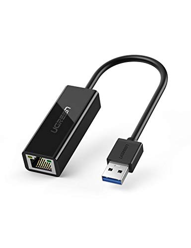 UGREEN Adaptador de Red USB 3.0 a Gigabit Ethernet, USB 3.0 a RJ45 Ethernet Giga Tarjeta de Red Externa 1000Mbps para Nintendo Switch, Xiaomi Mi Box S/ 3/2, Macbook, Surface Pro, Raspberry Pi 4-Negro