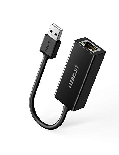 UGREEN Adaptador USB a Ethernet RJ45, Adaptador Tarjeta de Red LAN Ethernet 100Mbps a USB 2.0 para Nintendo Switch, XiaoMi Mi Box S, Mi Box 3, Macbook Pro, Macbook Air, Wii, WiiU, Chromecast (Negro)