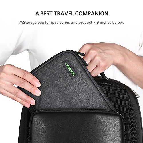 UGREEN Bolsa para Organizar Cable, Estuche Impermeable con 12 Bandas Elesticás para Guardar Cable, Auricular, Memoria USB, SD/TF Tarjeta, Funda de Viaje para iPad Mini, Cargador, PowerBank, Disco Duro