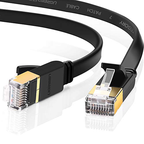 UGREEN Cable de Red Cat 7, Cable Ethernet Network LAN 10000Mbit/s con Conector RJ45 (10 Gigabit, 600MHz, Cable FTP) para PS5, Xbox X/S, PC, Compatible con Cat 6, Cat 5e, Cat 5, Cable Plano(15 Metros)
