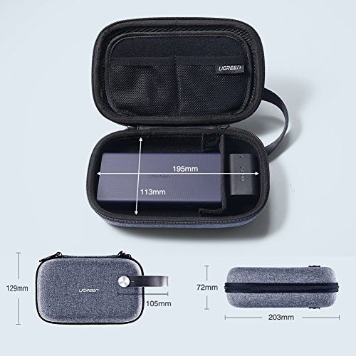 UGREEN Funda Organizador de Viajes, Bolsa Rígida Impermeable con Mosquetón y Asa de Transporte, Bolsa para Accesorios Electronicos, Cargadores, USB Cable, Ratón, Powerbank, SD Card, Disco Duro Externo