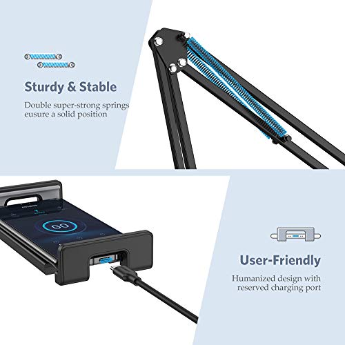 UGREEN Soporte Metálico Tablet y Móvil, Brazo Articulado Multiángulo Pinza Ajustable para 4-12.9 Pulgadas Surface Pro 4, Bq Aquaris, XiaoMi A2, A1, Mi 9, Note 9, iPad Pro 2020, iPhone 12, Galaxy S20