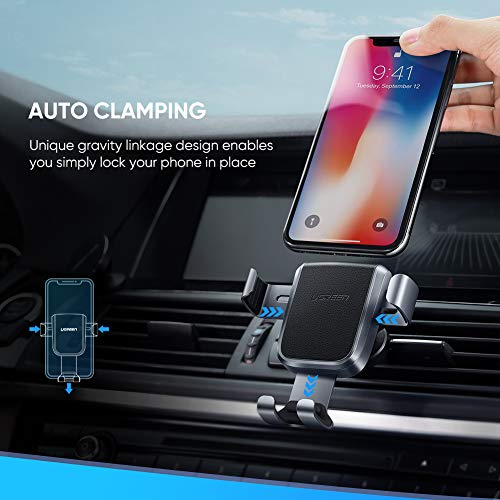 UGREEN Soporte Móvil Coche Gravedad, Soporte Teléfono para Rejilla del Aire, Sujeta Smartphone Automatico Ajustable por Gravedad para Samsung S20 S9, Huawei P30, Xiaomi Redmi Note 8 Mi10, iPhone 11 X UGREEN Soporte Móvil Coche Gravedad, Soporte Teléfono para Rejilla del Aire, Sujeta Smartphone Automatico Ajustable por Gravedad para Samsung S20 S9, Huawei P30, Xiaomi Redmi Note 8 Mi10, iPhone 11 X