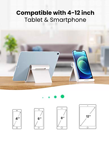 UGREEN Soporte Tablet, Multiángulo Soporte Ajustable para 4 a 13" Tablets y Moviles, como iPad Pro 2018, iPad Mini, Lenovo TAB4 10, Huawei Media Pad, Xiaomi A2, Mi 8 Lite, Samsung Galaxy Tab (Blanco)