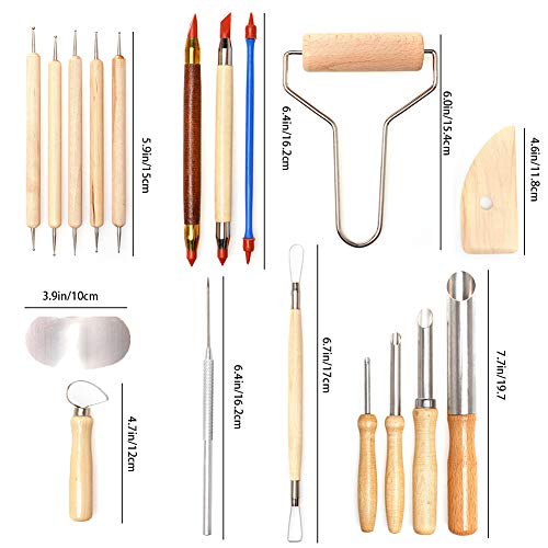 UHAPEER 61PCS Cerámica DIY Kit, Esculpir Arcilla Polimérica Herramientas, Para Modelo vela, Cerámica y Porcelana, Para Profesionales o Principiantes