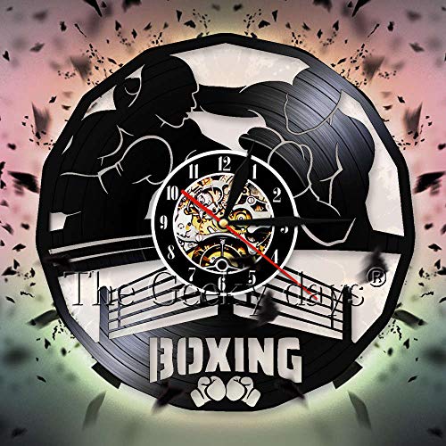 UIOLK Creatividad Retro Club de Boxeo suspiro de Pared Boxeador Silueta de Boxeo Reloj de Pared 3D Disco de Vinilo Reloj de Pared decoración de Boxeo niño UIOLK Creatividad Retro Club de Boxeo suspiro de Pared Boxeador Silueta de Boxeo Reloj de Pared 3D Disco de Vinilo Reloj de Pared decoración de Boxeo niño