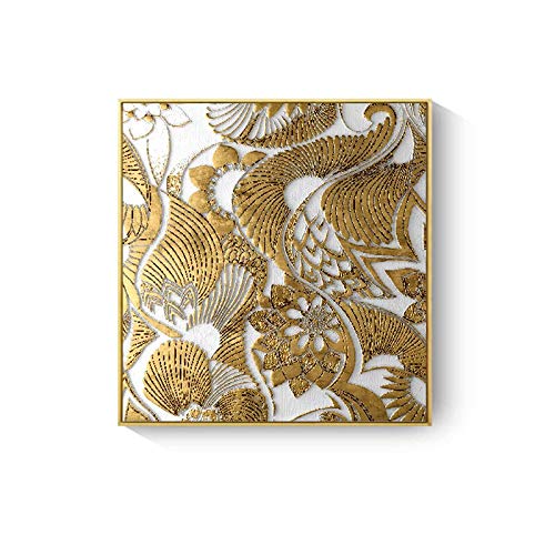 UIOLK Impresión de Lienzo Retro Abstracto patrón Redondo lámina de Oro Arte de Lujo póster decoración Pintura de Pared Dormitorio Oficina en casa
