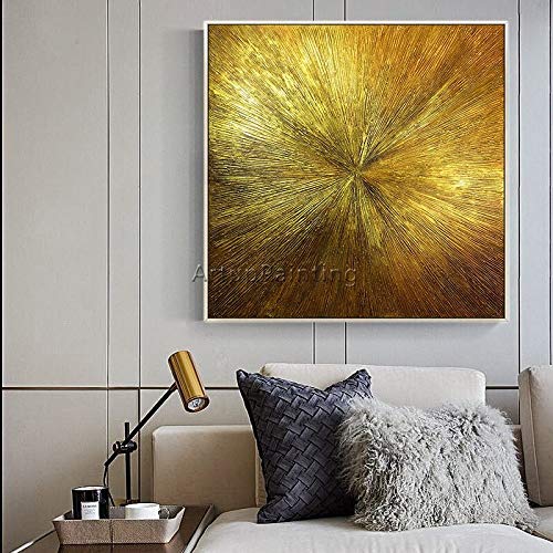 UIOLK Impresiones en Lienzo Arte geométrico Dorado Pintura al óleo Lienzo Abstracto decoración clásica habitación Regalo del día de San Valentín