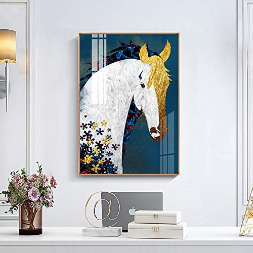 UIOLK Pintura Abstracta de la Lona del Caballo de Oro Animal Cartel del Arte de la Pared Colorida decoración del hogar Pintura UIOLK Pintura Abstracta de la Lona del Caballo de Oro Animal Cartel del Arte de la Pared Colorida decoración del hogar Pintura
