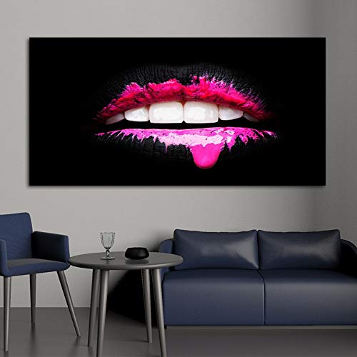 UIOLK Pintura de Lienzo HD Arte de Moda Abstracto Labios Coloridos impresión de Lienzo Pintura Decorativa Arte de Pared Decorativo habitación Regalo de San Valentín