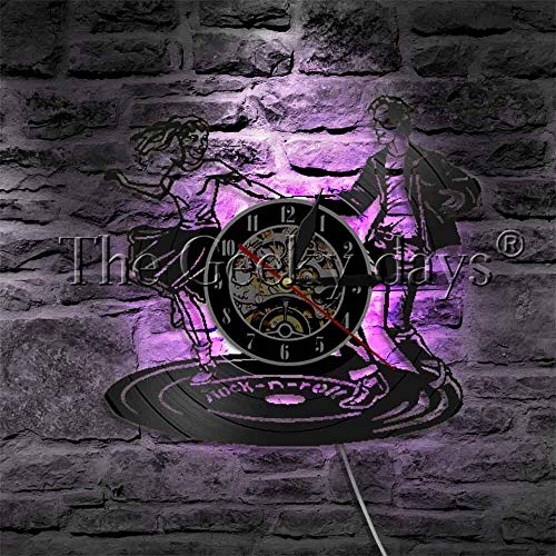 UIOLK Reloj de Pared con Disco de Vinilo Rock Roll Dancer, luz de Noche LED, lámpara de Pared para Discoteca, decoración del hogar, Reloj de Pared UIOLK Reloj de Pared con Disco de Vinilo Rock Roll Dancer, luz de Noche LED, lámpara de Pared para Discoteca, decoración del hogar, Reloj de Pared