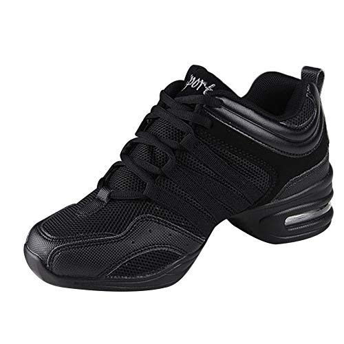 Uirend Zapatos Aire Libre Deportes Danza Mujer - Lona Cordones Suela de Goma Zapatillas Negro Informal Jazz Contemporáneo Baile Practicidad Running Sneaker