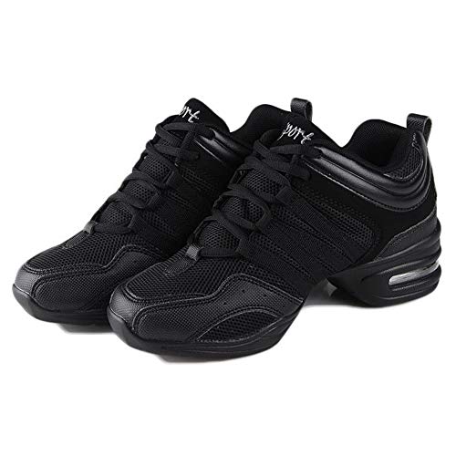 Uirend Zapatos Aire Libre Deportes Danza Mujer - Lona Cordones Suela de Goma Zapatillas Negro Informal Jazz Contemporáneo Baile Practicidad Running Sneaker