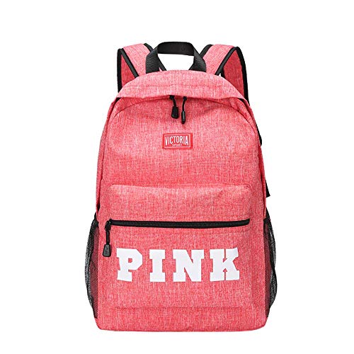 UKKD Bolsa para la Escuela Remiendo De Los Bolsos De Marca Rosa Rosa Portátil Mochila Mochila Escolar Mochila Impermeable Femenina para Adolescentes,Rosado