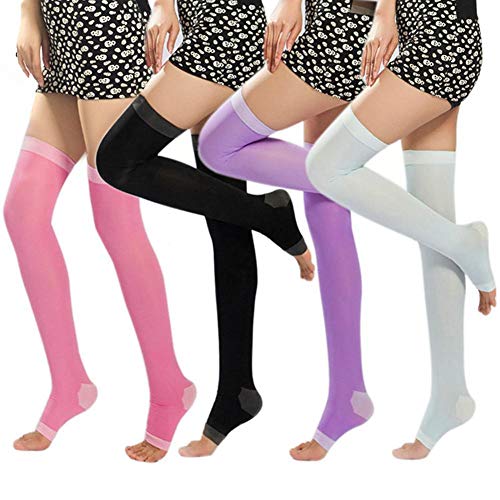 UKKD Calcetines de yoga 2 Pares De Calentadores De Piernas Para Mujeres Calcetines De Ballet Elástico Mujer Belleza Pierna Adelgazamiento De Punta Abierta Calcetines De Rodilla Larga