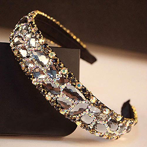 UKKD Clips para el pelo gris brillante cristal novia banda de pelo piedra Rhinestone boda diadema para las mujeres accesorios de pelo UKKD Clips para el pelo gris brillante cristal novia banda de pelo piedra Rhinestone boda diadema para las mujeres accesorios de pelo