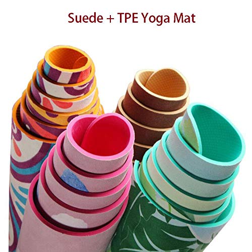 UKKO Esterilla Yoga 6 Modelo mm Lotus Suecia TPE Yoga Mat Estera del Cojín De Gimnasia del Ejercicio De Adelgazamiento De La Aptitud De Pilates Antideslizante Esterilla,Mariposa Verde