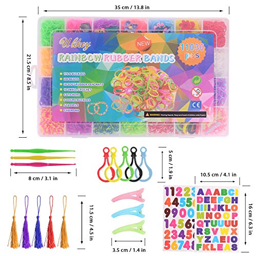Ulikey 10000 Loom Bands, Caja Pulseras Gomas, Juego Creativo para Niños Caja Pulseras, Hacer Pulseras de Colores Loom Kit, 28 Colores