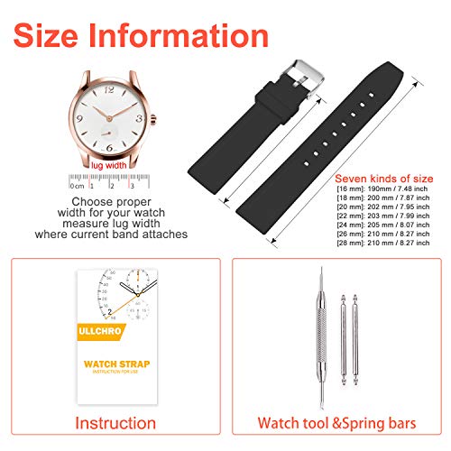 Ullchro Correa Reloj Calidad Alta Recambios Correa Relojes Caucho Suave Flexible Hombre Mujer - 16, 18, 20, 22, 24, 26, 28mm Silicona Correa Reloj con Hebilla de Acero Inoxidable (28mm, Negro) Ullchro Correa Reloj Calidad Alta Recambios Correa Relojes Caucho Suave Flexible Hombre Mujer - 16, 18, 20, 22, 24, 26, 28mm Silicona Correa Reloj con Hebilla de Acero Inoxidable (28mm, Negro)